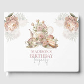 Gepersonaliseerde Verjaardag Tea Party Bloemen Gastenboek (Voorkant)