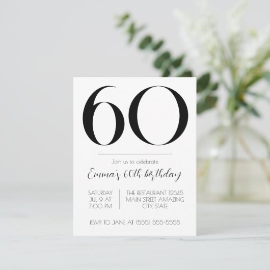 Gepersonaliseerde Verjaardag Uitnodiging Zwart-wit (Staand voorkant)