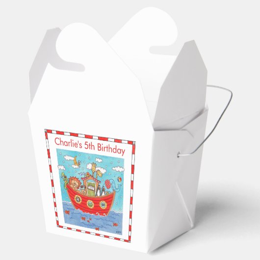 Gepersonaliseerde verjaardag van de ark van Noach Bedankdoosjes (Geopend)