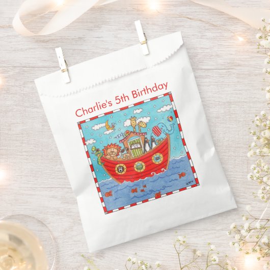 Gepersonaliseerde verjaardag van de ark van Noach Bedankzakje (Geknipt)