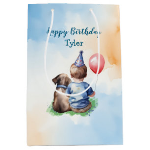 Gepersonaliseerde verjaardag van de baby medium cadeauzakje