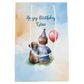 Gepersonaliseerde verjaardag van de baby medium cadeauzakje (Achterkant)