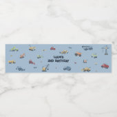 Gepersonaliseerde Verjaardag van de Bouwwagen Waterfles Etiket (Enkel label)