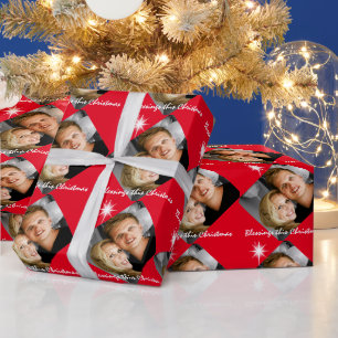 Gepersonaliseerde verjaardag van de fotofamilie cadeaupapier