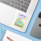 Gepersonaliseerde Verjaardag van de Kinderen Dank Sticker (Laptop met iPhone)