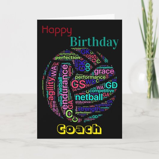 Gepersonaliseerde Verjaardag van de Netball Coach Kaart (Voorkant)