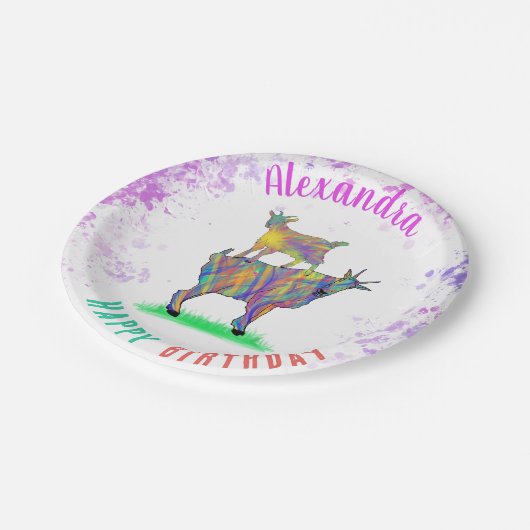 Gepersonaliseerde verjaardag van geiten papieren bordje (Gekanteld)