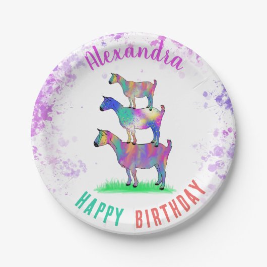 Gepersonaliseerde verjaardag van geiten papieren bordje (Voorkant)