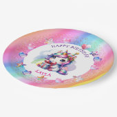Gepersonaliseerde Verjaardag van het Meisje Eenhoo Papieren Bordje (Gekanteld)