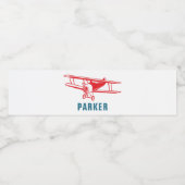 Gepersonaliseerde verjaardag van het vliegtuig waterfles etiket (Enkel label)