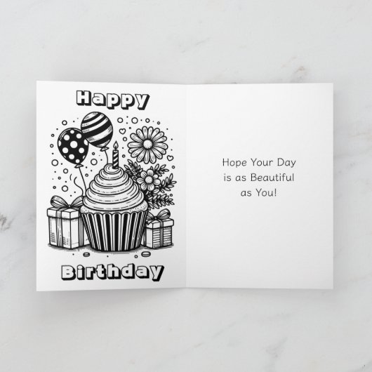 Gepersonaliseerde verjaardag van nichtje en kleurp kaart (Binnen)