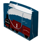 Gepersonaliseerde verjaardag van stoomtrein groot cadeauzakje (Achterkant Gekanteld)