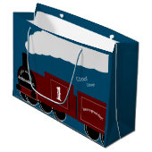 Gepersonaliseerde verjaardag van stoomtrein groot cadeauzakje (Voorkant Gekanteld)