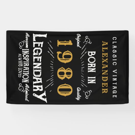 Gepersonaliseerde verjaardag Voeg Jouw naam 1980 L Spandoek (Horizontaal)