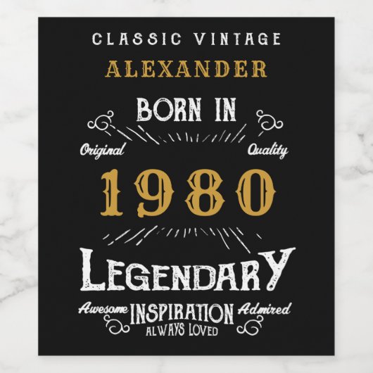 Gepersonaliseerde Verjaardag Voeg Jouw naam toe 19 Wijn Etiket (Enkel label)