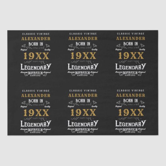 Gepersonaliseerde verjaardag Voeg naam Legendary F Tissuepapier (Voorkant)