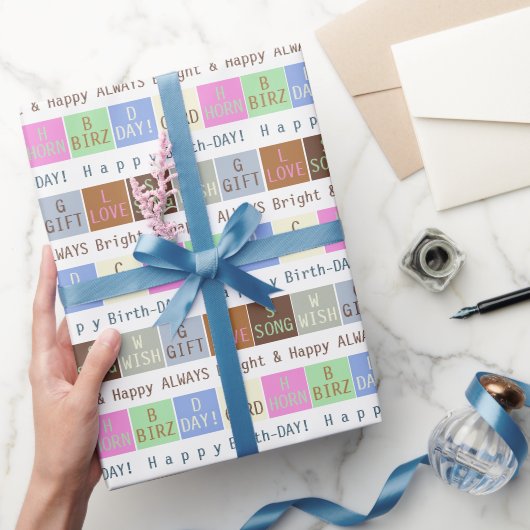 Gepersonaliseerde Verjaardag Wens Vierkantjes Verp Cadeaupapier (Geschenken)