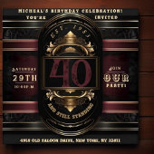 Gepersonaliseerde Verjaardag Zwart Goud Burgandy Kaart