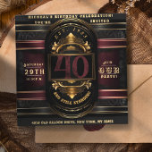 Gepersonaliseerde Verjaardag Zwart Goud Burgandy Kaart