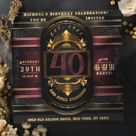 Gepersonaliseerde Verjaardag  Zwart Goud Burgandy Kaart