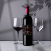 Gepersonaliseerde Verjaardag Zwart Goud Burgandy Wijn Etiket