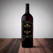 Gepersonaliseerde Verjaardag Zwart Goud Burgandy Wijn Etiket