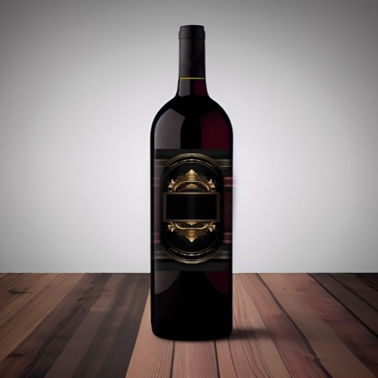 Gepersonaliseerde Verjaardag  Zwart Goud Burgandy Wijn Etiket