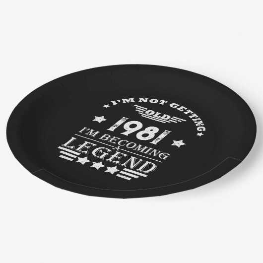 Gepersonaliseerde verjaardag zwart wit papieren bordje (Gekanteld)