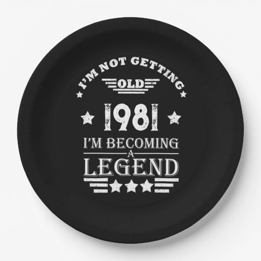 Gepersonaliseerde  verjaardag zwart wit papieren bordje (Voorkant)