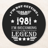 Gepersonaliseerde  verjaardag zwart wit ronde kartonnen onderzetter (Voorkant)