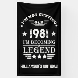 Gepersonaliseerde  verjaardag zwart wit spandoek