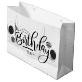 Gepersonaliseerde Verjaardag Zwart-wit Stripes Groot Cadeauzakje (Voorkant Gekanteld)