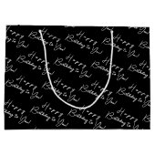 Gepersonaliseerde Verjaardag Zwart-wit Typografie Groot Cadeauzakje (Achterkant)