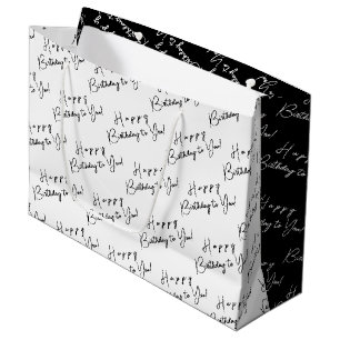 Gepersonaliseerde Verjaardag Zwart-wit Typografie Groot Cadeauzakje