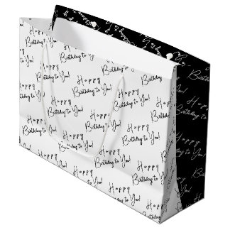Gepersonaliseerde Verjaardag Zwart-wit Typografie Groot Cadeauzakje
