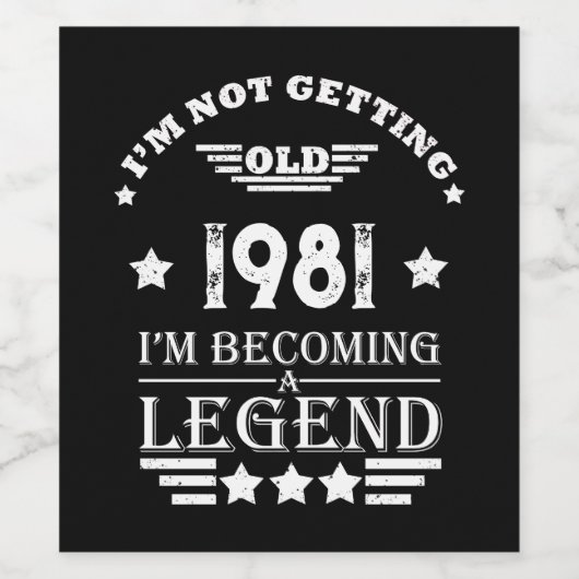 Gepersonaliseerde  verjaardag zwart wit wijn etiket (Enkel label)