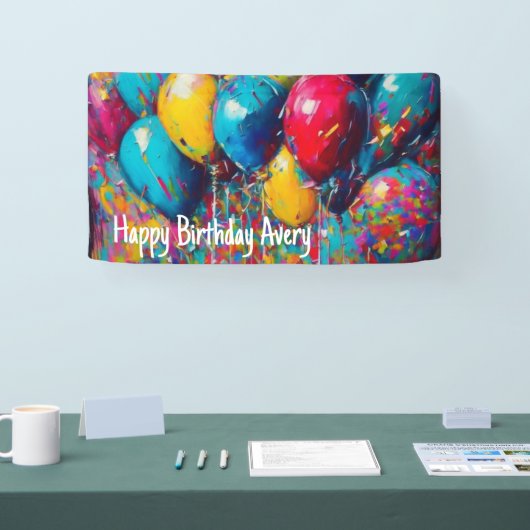 Gepersonaliseerde verjaardagsbanner | Kleurrijke b Spandoek (Beurs)
