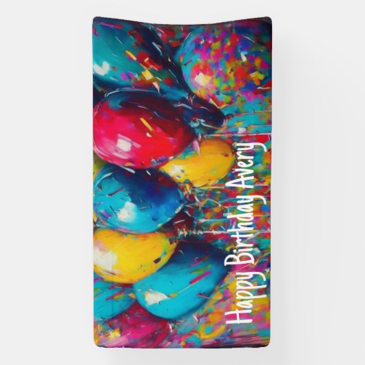 Gepersonaliseerde verjaardagsbanner | Kleurrijke b Spandoek (Verticaal)