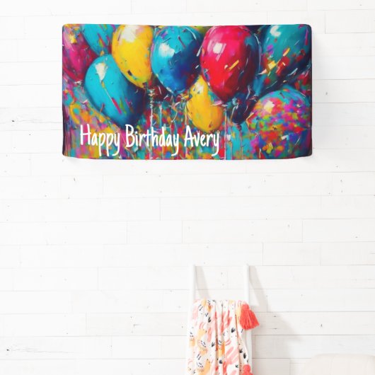 Gepersonaliseerde verjaardagsbanner | Kleurrijke b Spandoek (Insitu)