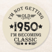 Gepersonaliseerde  verjaardagscadeaus zwart ronde kartonnen onderzetter (Voorkant)