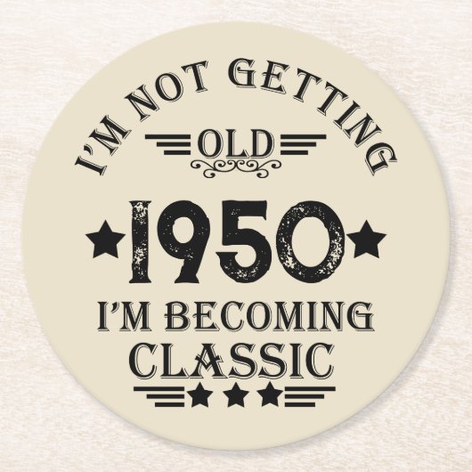 Gepersonaliseerde  verjaardagscadeaus zwart ronde kartonnen onderzetter (Voorkant)