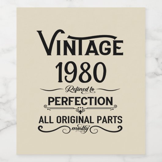 Gepersonaliseerde  verjaardagscadeaus zwart wijn etiket (Enkel label)