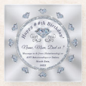 Gepersonaliseerde verjaardagsdiamanten, Elegant On Glazen Onderzetter (Voorkant)