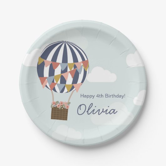 Gepersonaliseerde Verjaardagsfeestballon Borden Papieren Bordje (Voorkant)