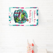 Gepersonaliseerde verjaardagsfeestje kikker thema spandoek (Insitu)