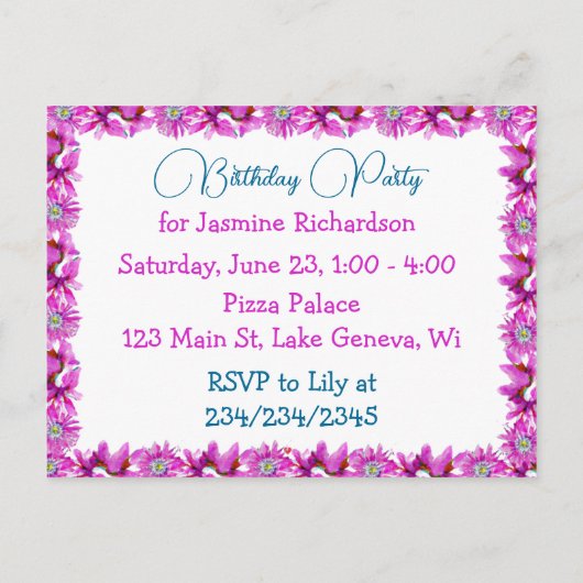 Gepersonaliseerde Verjaardagsfeestje Prinses van K Uitnodiging Briefkaart (Achterkant)