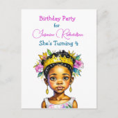 Gepersonaliseerde Verjaardagsfeestje Prinses van K Uitnodiging Briefkaart (Voorkant)