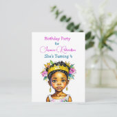 Gepersonaliseerde Verjaardagsfeestje Prinses van K Uitnodiging Briefkaart (Staand voorkant)