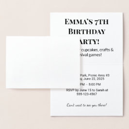 Gepersonaliseerde verjaardagsfeestuitnodiging Foli Folie Kaarten