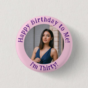 Gepersonaliseerde verjaardagsfoto, uw Afbeelding b Ronde Button 3,2 Cm